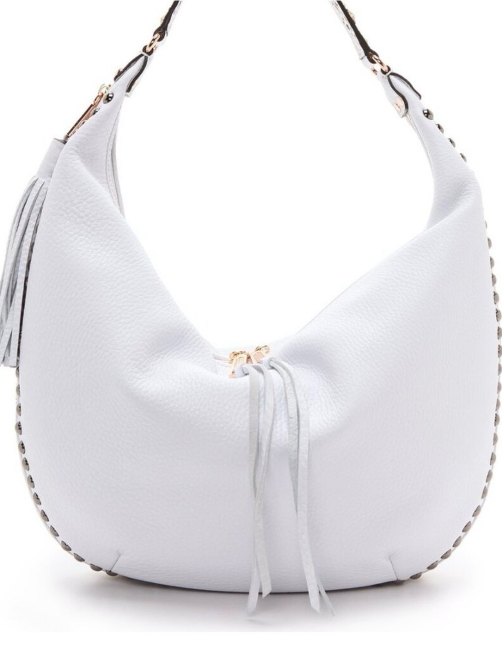 Rebecca Minkoff Bailey Austin Studded Hobo White Pebbled Leather Bag